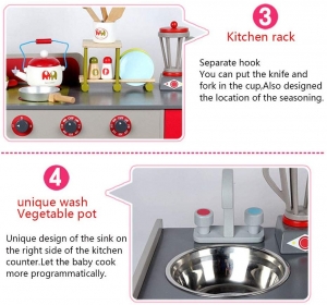 Bucatarie de Lemn copii Dubla European Kitchen cu Accesorii [7]