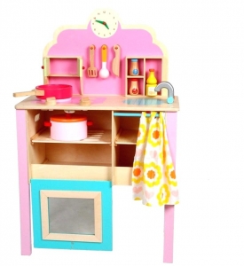 Bucatarii  de Jucarie(3 Ani+) - Bucatarie de jucarie din lemn Pink Kitchen