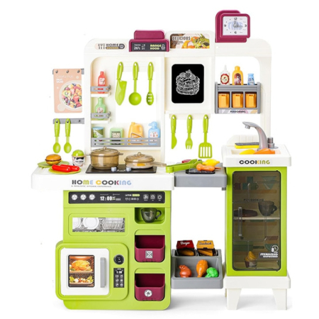 Bucatarii  de Jucarie(3 Ani+) - Bucatarie de Joaca Home Kitchen cu Aburi, Apa Reala si Gratar Verde