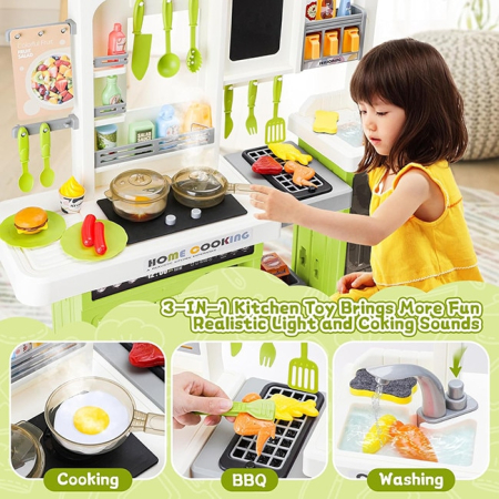 Bucatarie de Joaca Home Kitchen cu Aburi, Apa Reala si Gratar Verde [4]