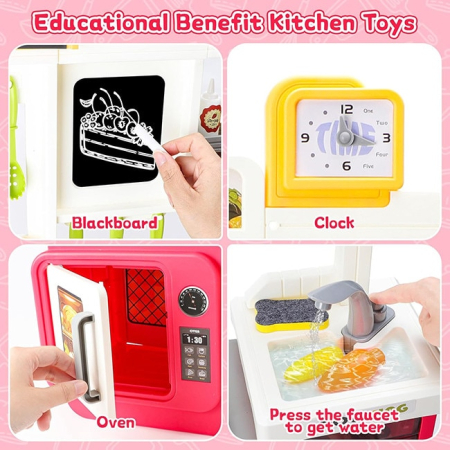 Bucatarie de Joaca Home Kitchen cu Aburi, Apa Reala si Gratar Roz [4]