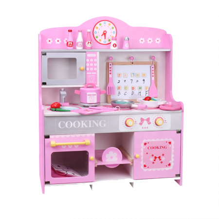 Bucatarie copii din lemn Pink cu accesorii [3]