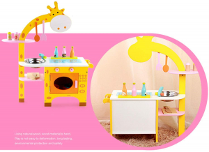 Bucatarie din Lemn Girafa cu accesorii pentru copii [5]