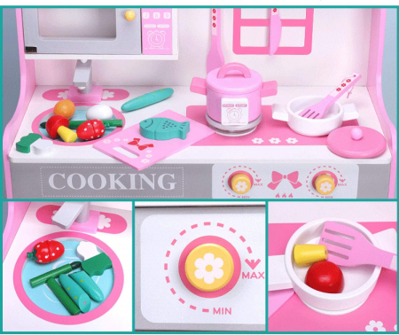 Bucatarie copii din lemn Pink cu accesorii [4]