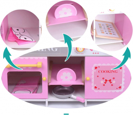 Bucatarie copii din lemn Pink cu accesorii [5]