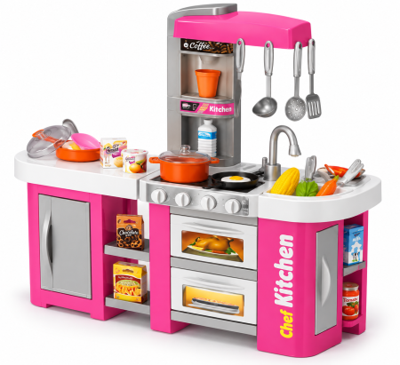 Jucarii - Bucatarie Jucarie Electronica Roz, 53 piese, Lumini, Sunete