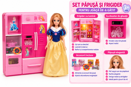 Papusi, Casute si Seturi de Infrumusetare (3 Ani+) - Bucatarie Jucărie Mobilier, Lumini, Sunet, Papusa Inclusa
