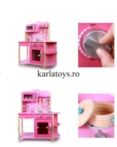 Bucatarie din Lemn Copii cu accesorii Pink [3]