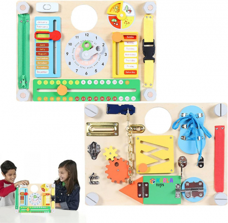 Table educative (3 ani +) - Busy Bard Placa Senzorial Incuietorii activitatii Montessori 2 in 1 Calendar