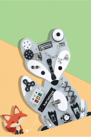 Table educative (3 ani +) - Busy Board Fox PLaca Montessori Senzoriala Inchizatori