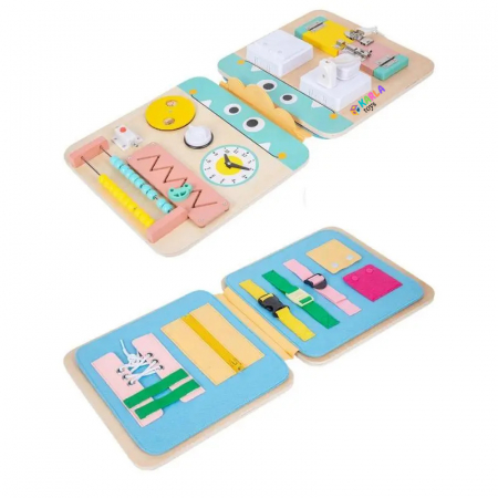 Busy Board Panou din Lemn Montessori cu Activitatii Senzoriale [1]
