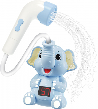 Articole Pentru Baie - Cap de Dus pentru Baie Elefant Albastru cu Termometru Digital si Pulverizator de Apa