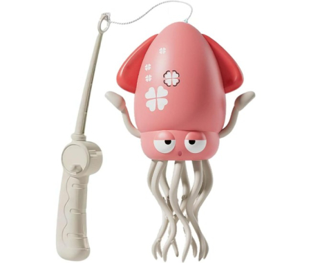 Jucarii bebe (Varsta 0 Luni - 2 ani) - Caracatita Dansatoare Flippy – Jucarie Interactiva Lumina, Muzica, USB Roz