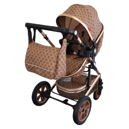 Carucior 3 in 1 Baby Care landou  scoica auto, cadru aluminiu gold Bej [2]