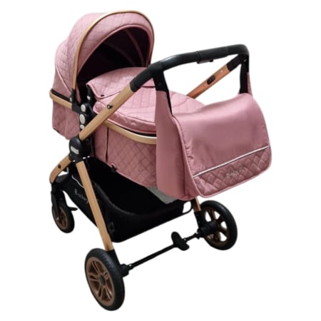 Crucioare 2 in 1 - Carucior 2 in 1 Baby Care Nou-Nascuti, Landou Transformabil, Maner Reversibil, Geanta – Roz