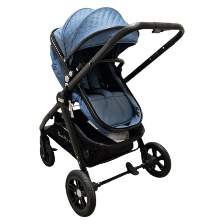 Carucior 2 in 1 Baby Care Nou-Nascuti, Landou Transformabil, Maner Reversibil, Geanta – Albastru [2]