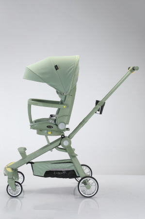 Carucior 2 in 1 pliabil, reversibil, cu lumini si muzica si 3 pozitii de inclinare, verde [1]