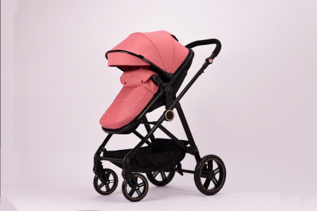 Carucior 2 in 1 Reversibil cu Landou Transformabil in Sport Cadru Aluminiu Roz Somon [3]