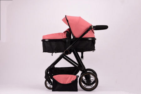 Carucioare nou nascuti - Carucior 2 in 1 Reversibil cu Landou Transformabil in Sport Cadru Aluminiu Roz Somon