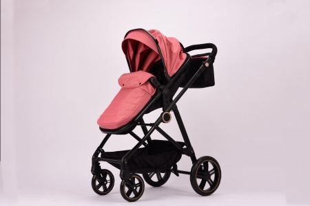Carucior 2 in 1 Reversibil cu Landou Transformabil in Sport Cadru Aluminiu Roz Somon [1]