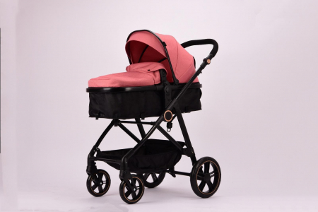 Carucior 2 in 1 Reversibil cu Landou Transformabil in Sport Cadru Aluminiu Roz Somon [7]