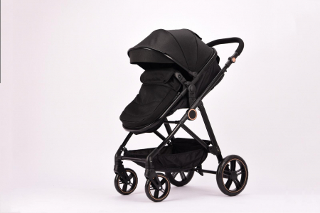 Carucioare nou nascuti - Carucior 2 in 1 Reversibil cu Landou Transformabil in Sport Cadru Aluminiu Negru