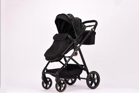 Carucior 2 in 1 Reversibil cu Landou Transformabil in Sport Cadru Aluminiu Negru [1]