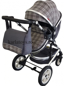 Carucior 3 in 1 Baby Care landou scoica auto, cadru aluminiu roti cauciuc [2]