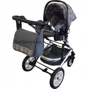 Carucior 3 in 1 Baby Care landou scoica auto, cadru aluminiu roti cauciuc [1]