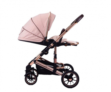 Carucior Bebelusi 2 in 1 Bej cu Husa de Picioare si Geanta [2]