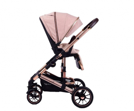 Carucior Bebelusi 2 in 1 Bej cu Husa de Picioare si Geanta [4]