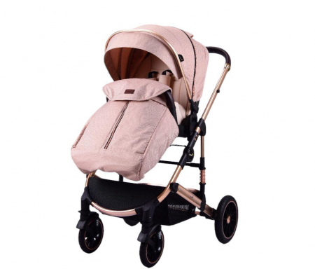 Carucior Bebelusi 2 in 1 Bej cu Husa de Picioare si Geanta [3]