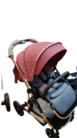 Carucior Bebelusi 2 in 1 Bordo cu Husa de Picioare si Geanta [3]