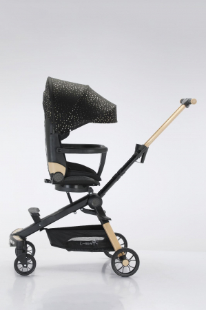 Carucior Deluxe C2, pliabil, reversibil, cu lumini si muzica si 3 pozitii de inclinare, Negru [2]