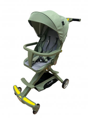 Carucior 2 in 1 pliabil, reversibil, cu lumini si muzica si 3 pozitii de inclinare, verde [5]