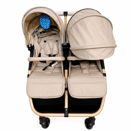 Crucioare 2 in 1 - Carucior Gemeni 2 in 1 Baby Care PRO P798, Aluminiu, Maron Gold