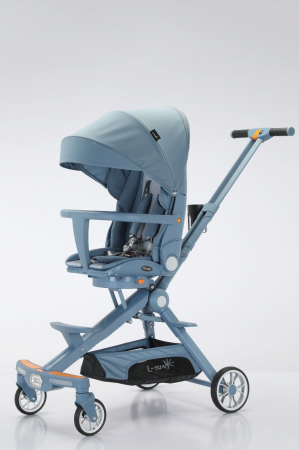 Crucioare 2 in 1 - Carucior L-Sun pliabil, reversibil, cu lumini si muzica si 3 pozitii de inclinare, Albastru
