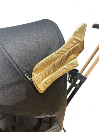 Carucior L-Sun pliabil, reversibil, cu lumini si muzica si 3 pozitii de inclinare, Negru cu Aripi aurii [7]