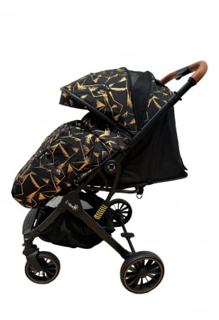 Carucior Sport cu Maner Reversibil si Husa de Picioare - Negru Auriu [3]