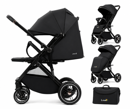 Carucioare sport - Carucior Sport Q1, Negru, Maner Reversibil, Pozitie Somn