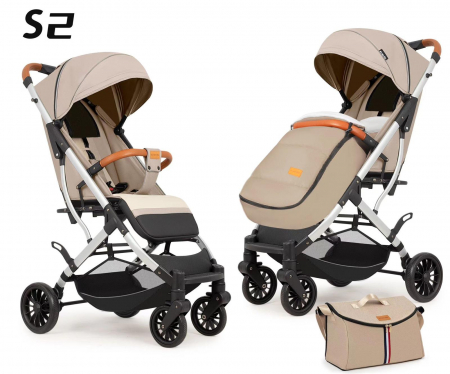 Carucioare sport - Carucior Sport Tip Troller cu Sac de Dormit si Geanta pentru Accesorii Bebelusi Bej