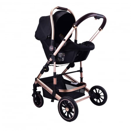 Carucior Transformabil 3 in 1 Copii Negru- Geanta, Scoica si Husa de Picioare [2]
