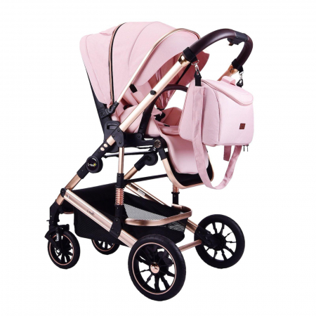 Carucior Transformabil 3 in 1 Copii Roz - Geanta, Scoica si Husa de Picioare [6]