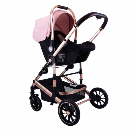 Carucior Transformabil 3 in 1 Copii Roz - Geanta, Scoica si Husa de Picioare [2]