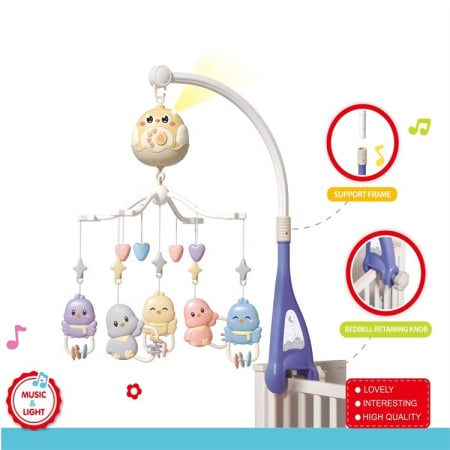 Carusele (0 Luni) - Carusel Muzical pentru Patut Bebelusi Telecomanda, Rotire si Jucarii Albastru