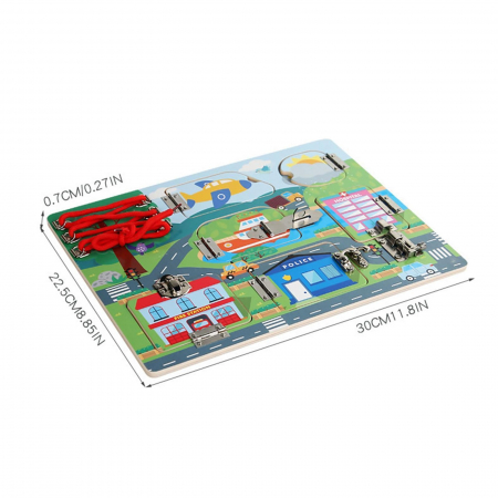Puzzle Educativ Lemn Busy Board Urban – Vehicule si Profesii [3]