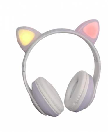 Jucarii Copii - Casti Audio Copii Wireless Urechi de Pisica Microfon si Lumini Led