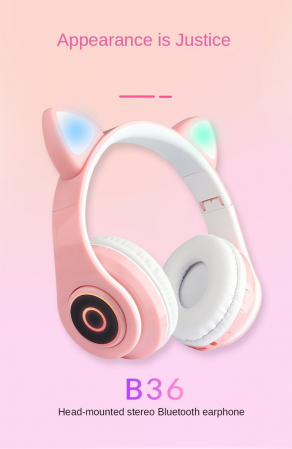 Casti Audio Copii Wireless Urechi de Pisica Microfon si Lumini Led [1]