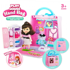 Papusi -Casute- Masute infrumusetare ( 3 ani +) - Casuta de papusi  transformabila Handbag Play House