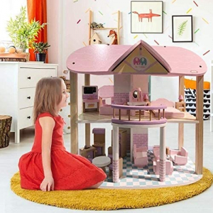 Casuta de papusi  lemn Msn mobilata - Wooden House Dolls [6]